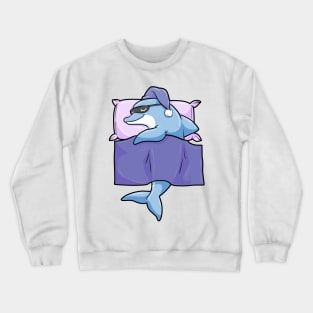 Dolphin at Sleeping with Duvet and Pillow Crewneck Sweatshirt